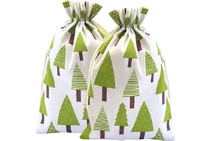 HERZWILD 20x30cm säckchen 12pcs baumwollsäckchen mit Weihnachtsbaum Motive geschenksäckchen (20x30 cm)