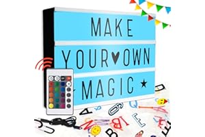 TAVADA Caja de Luz LED,Caja de luz de Cine,Cartel Luminoso LED, 294 Letras y Emojis,Cartel Luminoso A4 para Boda,Aniversario,Cumpleaños,Fiesta,Alimentado pour USB y Batería