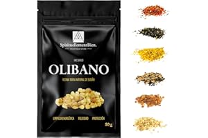 SPIRITUELLEMENTBIEN Incienso de Resina 100% Natural Sagrado Puro en Grano 50g- 100g para Fumigación, Quemador de Perfume o Incensario - Alternativa a Incienso en Barra o Cono (Olibano, 50 gr)