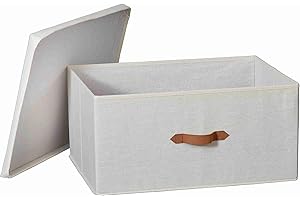 LOVE !T STORE !T LOVE IT STORE IT Premium pudełko do przechowywania z pokrywką – z wysokiej jakości mieszanki lnu i bawełny – wzmocnione drewnem – bardzo duże i stabilne – beżowe – 54 x 40 x 25 cm
