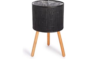 Paco Home Pot De Fleurs Cache-Pot De Plantes Grand Bac Intérieur Osier Tressé Bois, Couleur:Noir, Sets:2pcs Set/Design 4