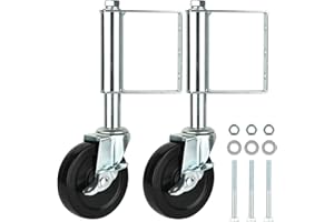 VOTHEN 2Pcs Gate Wheel Heavy Duty Spring Loaded Gate Wheel 100mm (4 inch) Swivel Gate Castor Wheel for Wooden Gate and Fence 100 kg Capacity (Silver)