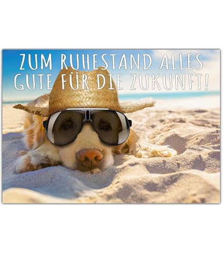 Lustige Ruhestandskarte Mit Hund Am Strand – DIN A6, Inkl. Umschlag, Perfekt Für Kollegen