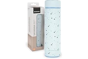 KIKKA BOO KikkaBoo Thermos Pappa Neonati 500ml In Acciaio Inossidabile SAVANNA, Ermetico, Mantiene Bevande Calde E Fredde, Colino Tè Incluso, Ideale Per Latte E Svezzamento, Blu