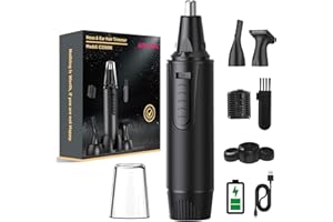 AREYZIN Rechargeable Nose Hair Trimmer for Men 2025 Painless Upgrade Nose Trimmer Men Professional Noses Hair Trimmer for Mens Dual Edge Blades with IPX7 Waterproof for Easy Cleansing,Black