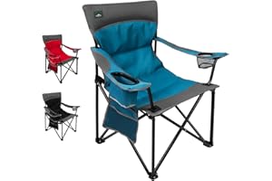 Northroad Campingstuhl Faltbar, Klappstuhl Gepolstert mit Getränkehaltern + Seitentaschen, bis 136kg Belastbar, Tragbarer Anglerstuhl für Picknick, Outdoor, Wandern - Blau