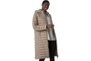 Roman Originals Women Padded Longline Coat with Hood - Ladies Zip Through Autumn Winter Long Length Lightweight Quilted Warm Cosy Everyday Zip Up Casual Jackets Coats