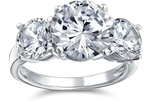 BLING JEWELRY Personalizzare Vintage Stile Antico Milgrain 3-4 Ctw Aaa CZ Round Solitaire Cut Promise Ring Cubic Zirconia Past Present Future Three Stone Engagement Ring Per Le Donne .925 Sterling Silver