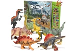 MINI TUDOU Dinosaur Toys with Interactive Dinosaur Book&12Pcs Dinosaur Figures,Learning Dinosaur Book with Sound,Storytelling and QA Test,Educational Dinosaur Present for Kids,Boys and Girls 3 Years Old & Up