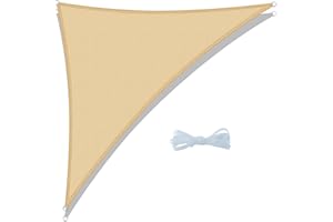 COOL AREA Żagiel przeciwsłoneczny wodoodporny trójkąt prostokątny 5 x 5 x 7 metrów odpowiedni do ogrodu i tarasów, kolor kremowy