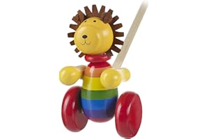 Lion Push Along Toy - Animal Push and Pull Along Toys for 1 Year Olds, Wooden Toys - Toddler Toys, Perfect 1st Birthday Gifts For Boy and Girl - Early Development & Activity Toys by Orange Tree Toys