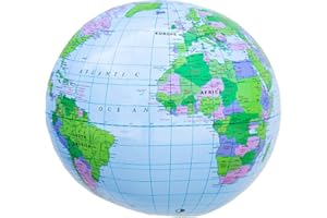 Oblique Unique Globo del mondo gonfiabile, palla topografica, pallone da spiaggia, spiaggia, giocattolo acquatico, giocattolo da bagno, per piscina, spiaggia, 35 cm, decorazione per la cameretta dei