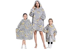 Adisputent Couverture à Manches Sweat à Capuche Surdimensionnée pour Femme Homme, Pull Plaids à Manches en Polaire,Couverture Canape TV Hiver avec Poches Portable,Taille Unique