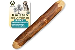 Stilux® Kauhloz aus Olivenholz für Hunde bis 10Kg, Größe S, Kauknochen Hundespielzeug, langlebiges Holzknochen Kauspielzeug zur Hund Zahnpflege