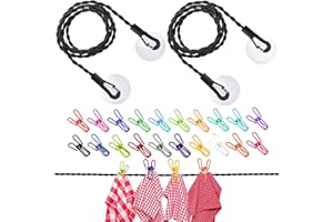 ZCRPRN Travel Washing Line, 2 PCS 1.5M Portabel Camping Washing Line with 20 PCS Random Color Clips, Clothes Line for Indoor Outdoor Travel Camping Use