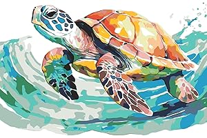 HKLIOPU Paint by Numbers Sea Turtles Paint by Number Kits on Canvas Oil Hand Painting with Brushes Paint Kits for Adults Art Crafts for Home Wall Decor-16x20in(YX4382-20)