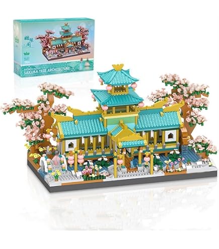 Kit De Construction Micro-blocs Adulte - Modèle Architecture Chinoise Avec LED - Pagode Et Jardin - Cadeau Créatif