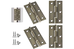 Anstore 4 cerniere per porta in acciaio inox, bronzo, 70 x 40 x 1,3 mm, con cuscinetti a sfera, grandi carichi pesanti, regolabili, con 24 viti, 12 x 5 mm, per porta in legno, cancello da giardino