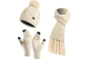 KRIPINC Set Sciarpa Cappello Guanti per Donna Uomo Bimba Ragazzo, Sciarpa e Cappello Donna, Guanti Donna Invernali Touch Screen, Set Regalo Invernale Freddo per Famiglia Amici