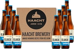 Haacht | SUPER 8 Blanche Craft Beers 5.1% - Wheat Beer Multipack 12 x 33cl - Bottled Belgian Craft Beer Gift Set - Blanche Belgian Beer Gifts For Men - Brewed in Belgium
