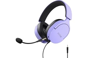 Trust Gaming GXT 489P Fayzo Cascos Gaming para PC, PS5, PS4, Xbox Series X|S, Switch, Mobile, 3.5 mm, 35% Plástico Reciclado, Auriculares Over-Ear Micrófono con Cancelación de Ruido - Morado