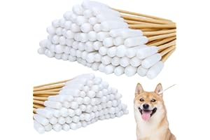 aurorayer 200 Stück Wattestäbchen für Hunde,Ohrenstäbchen Hunde 2 Größe Ohrreiniger Wattestäbchen für Hunde, Katzen, Pferde, Zahnreinigung, Ohrenreinigung