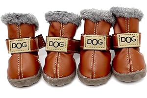 SKXEO Pfotenschutz für Hunde, wasserdichte Hundeschuhe Pfotenschutz Atmungsaktiv mit abriebfester, Hundeschuhe rutschfeste Schuhe Hundeschnee Stiefel,Hundestiefel für mittelgroße und Kleiner Hund