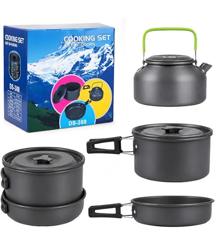 ALB 2 teiliges Camping Geschirr Set Campingtopf ALU Sport & Freizeit