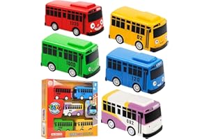 ZORVEXLYNX 5PCS Toy Bus, The Little Bus, Toy School Buses with Box, Die-Cast Pull-Back Vehicles, 1:64 Scale Model Car, City Buses Kids Gifts (multicolored 5pcs)