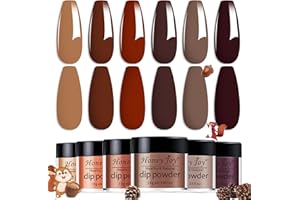 Honey Joy 6 BOX/SET Dark Brown Dip for Nails Powder Kit Chocolate Glaze Fine Dipping Powder Colors No Need Lamp Cure,Like Gel Polish Effect,Even & Smooth Finishing (DP-C-6pcs-10g/box) …