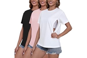 Love2Mi 3er/4er Set Stillshirt mit verstecktem Reißverschluss Stillöffnung kurzen Umstandstop Stillen T-Shirt für Schwangere