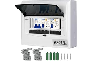 CHENGPI Scatola di Distribuzione con Interruttore Miniaturizzato AC 2P e Interruttore di Dispersione 1P+ N, Scatola di Distribuzione con Barra di Terra Zero Per Il Cablaggio - 8 Moduli