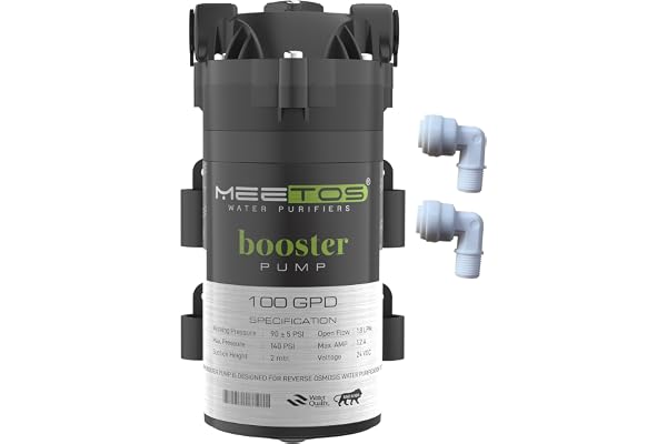 MEETOS RO Gold Booster Pump 100 GPD, RO Motor with Elbow Compatible with All Types of Domestic RO Water Purifier, Noiseless, Copper Wilding, Universal Type Motor, 2 Year Warranty