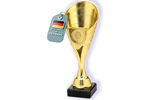 Larius Pokal (21 cm, 220 g) – elegant, universell trofé med marmorbas – personlig – perfekt för sport, skola, tävlingar och utmärkelser – B1