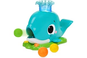 Bright Starts, Silly Spout Wieloryb Ball Popper Muzyczna zabawka do aktywności ze światłem i dźwiękami, 3 piłki, wczesny rozwój, maluch w wieku 6-12 miesięcy