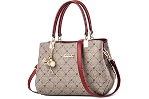 SODOLLEE Bolso Mujer Bolso de Mano Exquisito Colgante Bolso Bandolera con Asa Superior Elegante Cuero PU Hoja de Arce Bolso de Hombro para Compras Trabajar Desplazarse Mango Rojo A