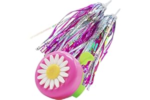 AMANDELIZABE Campanelli per Biciclette per Bambini, Bici Manubrio Stelle Filanti Streamers, Campanello per Bici Accessori per Bambini, Manubrio Filanti Bicicletta(3 Pezzi) E Cintura Laser Viola