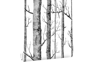 myforHD Selbstklebend Tapete Wandpapier Baum Selbstklebende Folie Dekorfolie Möbelfolie Klebefolie PVC Vinyl Wandaufkleber Weiße Birke Tapeten Dekorative Aufkleber für Möbel Wandtür Wasserdicht