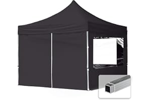 TOOLPORT Faltpavillon Faltzelt Pavillon 3x3m - 4 Seitenteile Aluminium 32mm Partyzelt 700N schwarz