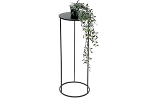 DanDiBo Blumenhocker Metall Schwarz Rund 70-50 cm Blumenständer Beistelltisch 96316 Blumensäule Modern Pflanzenständer Pflanzenhocker (70 cm)