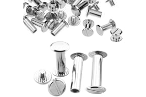 Trimming Shop Lungo Chicago Vite Rivetti Argento Testa Piatta, Durevole Ottone, Anti Resistente per Fai da Te Leathercrafts, Arti, Libro Rilegatura,Artigianato,Decorazione - Argento, 10mm x 20mm