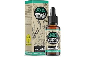 ‎NATURAL AID Daily Vegan Omega 3 + B12 + D3 + K2 + O3 (DHA + EPA), 20 ml (ca. 4 Monats-Vorrat)
