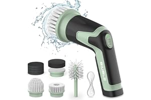 BIUBLE Elektrische Reinigungsbürste, elektrische bürste mit 8 Bürstenköpfe, Spin Scrubber für Bad, 2 Modi,Handheld Cleaning Brush für Küche Kochutensilien, Tassen und Flaschen, Fenster, Fliesen, Boden