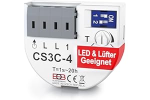 ELEKTROBOCK CS3C-4 Relè temporizzato - LED, ventole e lampade fluorescenti - Relè di ritardo 230 V con morsetti a innesto - Collegamento senza conduttore zero - Montaggio a incasso, compatto e a