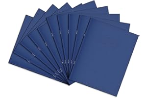 Rhino A5+ Exercise Books, 80-Page / 8mm Lined with Margin Paper Notebook, 10-Pack, 9 x 7 Writing Book, Office & School Stationery Supplies, Dark Blue