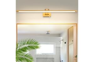 MantoLite LED Lámparas de Pared 16W,Interior Iluminación para cuadros y expositores Con Cabeza de Lámpara Giratoria e Interruptor,Baño Espejo Apliques de Pared 90CM 3000K Luces de Lectura(Latón)