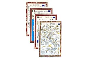 BLU RITMO Kitchen Towel Set, Cotton Kitchen Towels Made in Italy, Multi-purpose Coloured Cloths, Large Cloths, 55 x 85 cm (Foods - 4 Pieces)