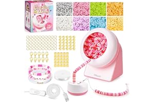 Tilhumt Bead Spinner, 2112Pcs Beading Set for Making 18 Friendship Bracelets, Bracelet Making Kit with 12 Colors Polymer Clay Beads, Crafts for Girls, Birthday Gift Choice, Patent Design