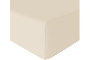 ‎AMAZON BASICS Amazon Basics Dopasowane prześcieradło z gumką, z mikrofibry, beżowe, 140 x 200 x 30 cm