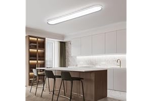 Naroume Metal LED Ceiling Light,Slim, Edge Lit - 65W Full Spectrum Linear Ceiling Lamps,6500K Cool White Modern Ultra Thin Low Profile Light Fixture for Kitchen, Home & Office Hallway (120CM,White)